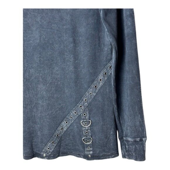 Sinful Shirt Women Large Washed Black Cotton Waffle Knit Whimsigoth Graphic Tee - Picture 3 of 8